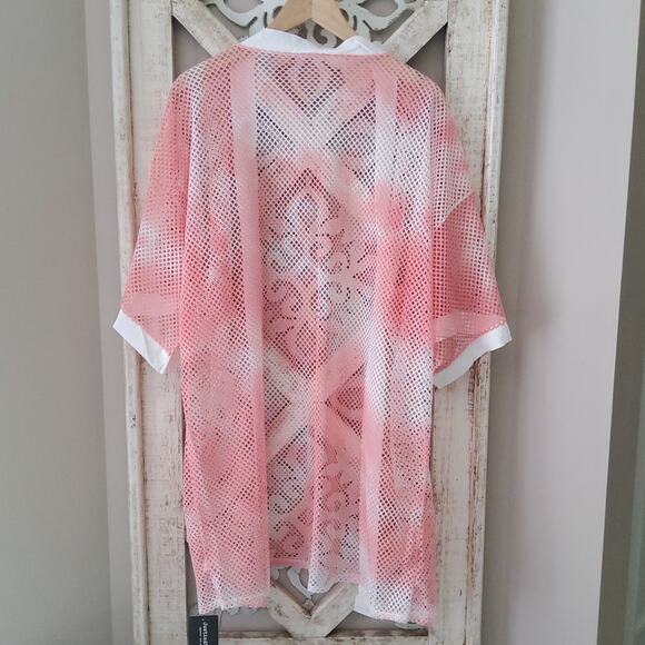Justin & Taylor Women's Open Weave Mesh Ruana Kimono Swimsuit Coverup Tie Dye - Picture 6 of 6